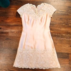 🍡🎀Vintage Special Occasion Rose Pink Lace Dress🗻🕯️